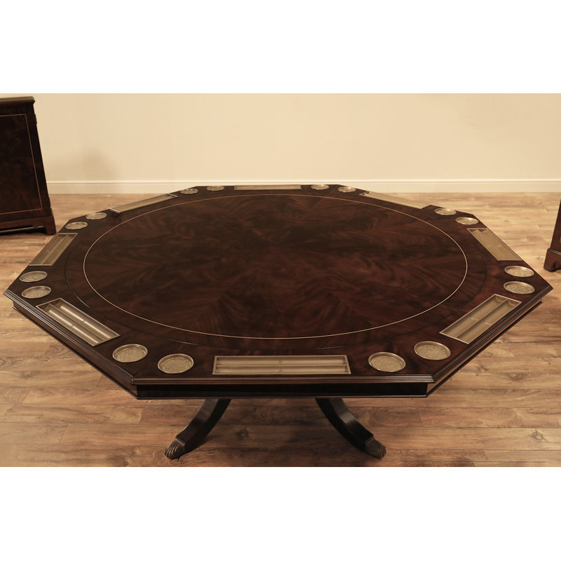 Large Dark Transitional Expandable Dining & Gaming Table With Perimeter Leaves and Leaf Storage Cabinets