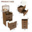 Bureau de coiffeuse 3 en 1 avec miroir éclairé et tabouret, coiffeuse à plateau rabattable, rangement compact pour la chambre à coucher, la salle de bain et le vestiaire-134080451