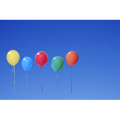 Five Colourful Balloons - Wrapped Canvas Print