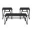 Table d'appoint 3 pièces: plateau en pierre frittée noire et métal 3 avec glamour