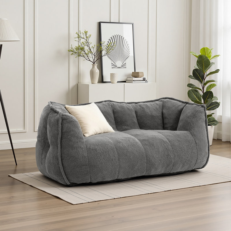 Fauteuil à billes en peluche surdimensionné Kirtis, Gris