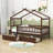 Saffir Wooden House Daybed with Two Drawers and Legs-61256901-61256899