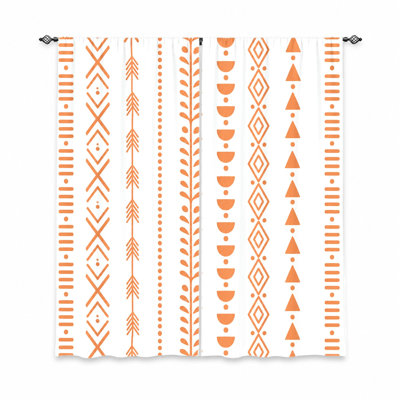 2 pièces de rideaux à motif géométrique tribal bohème, tissu filtrant la lumière, motif de triangle triangulaire aztèque rétro, passe-tringle pour salon, chambre, balcon, cuisine, décoration intérieure