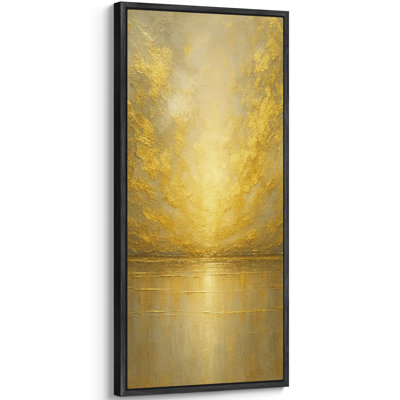 «Golden Horizon Glow Over Calm Reflective Water», impression sur toile encadrée pour chambre principale