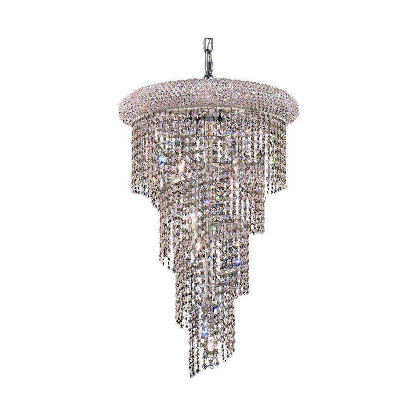 Sterns 8 - Light Dimmable Tiered Chandelier, Chrome, Royal Cut