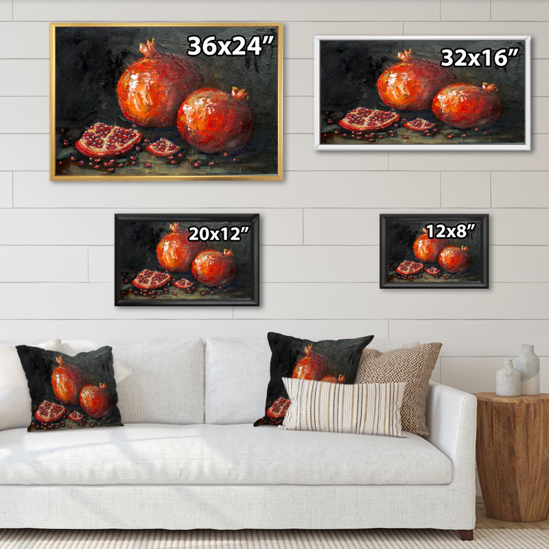 Impression sur toile flottante Red Pomegranates Impressionims, H 8 po x l 12 po x P 1 po, Cadre flottant noir