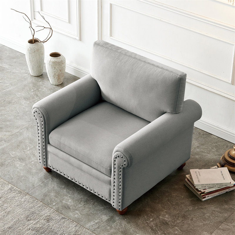 Alayyan Upholstered Armchair, Grey 100% Polyester