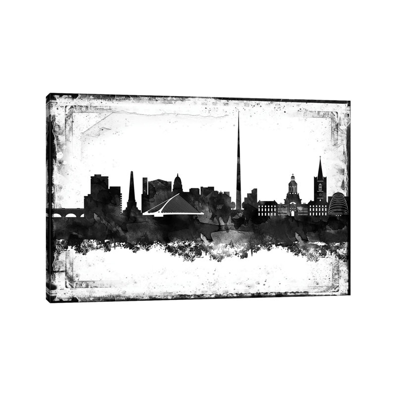 Dublin Black And White Film by WallDecorAddict - Wrapped Canvas Print, 101.6 cm H x 66.04 cm W x 1.91 cm D
