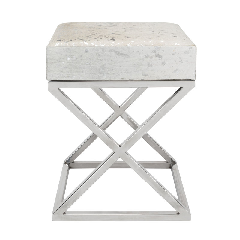 Safari Silver Foil Cowhide Bench