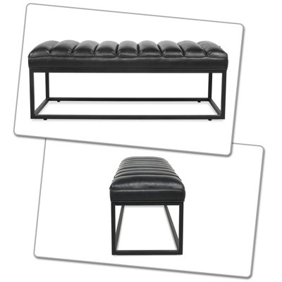 Banc rembourré en polyuréthane Tabshey de style rétro avec base en métal et mousse haute résilience