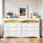 51.18"W Morden 6 Drawer Dresser Chest with Natural Texture, Wide Double Dresser With LED Light, Vintage Farmhouse Wood Closet Dresser Storage Organizer, French Country Chest of Drawers for Bedroom, Rustic TV Stand for Living Room, Gift-1608785327