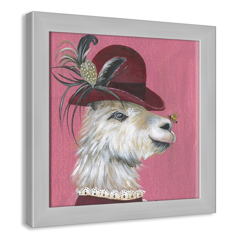 Art sur toile llama, H 14 po x l 14 po x P 0,625 po, Cadre blanc