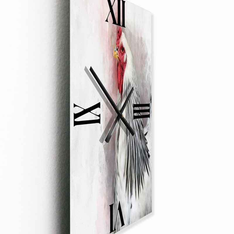 Horloge murale blanche avec coq blanc Brahma, Petit