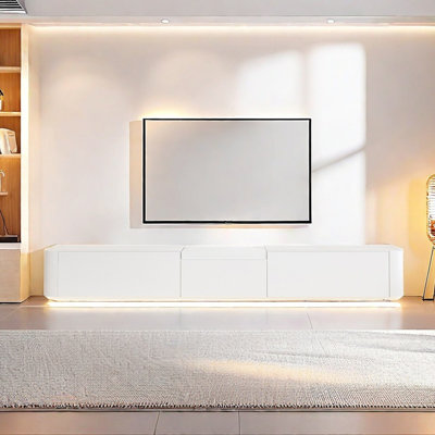 Creamy Style Laser TV Stand with Eucalyptus Wood
