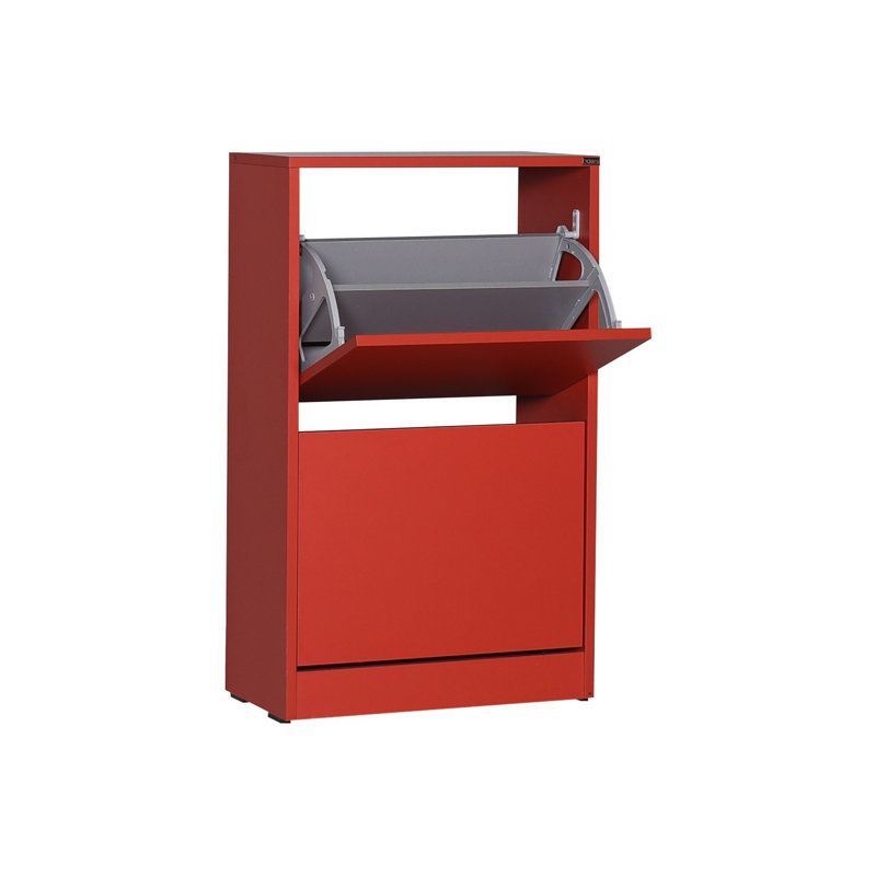Baneen 8 Pair Shoe Storage Cabinet, Red