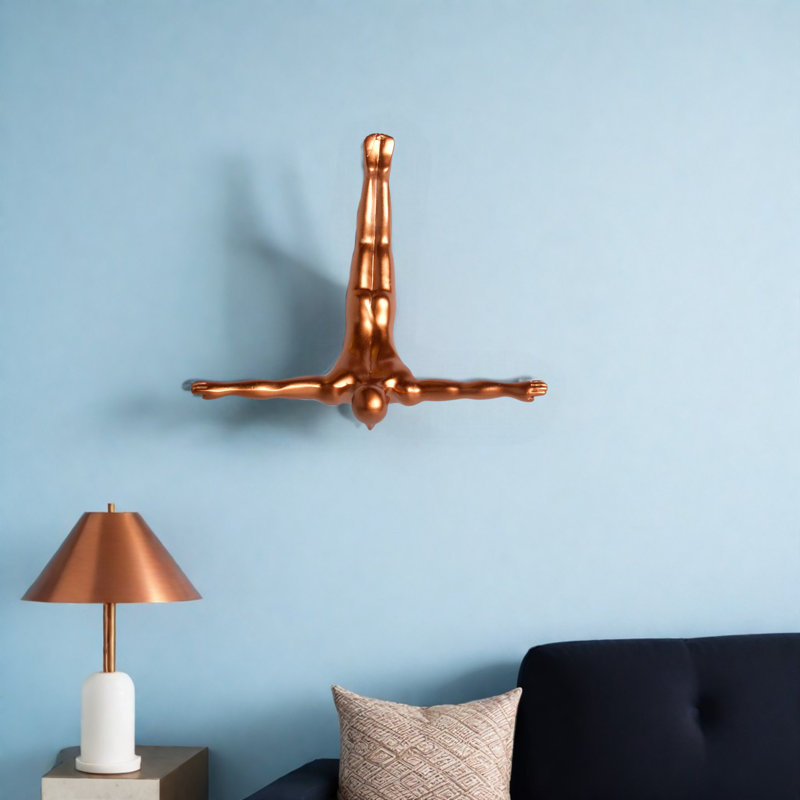 Solangel 6.5" Diver Resin Wall Decor, Bronze