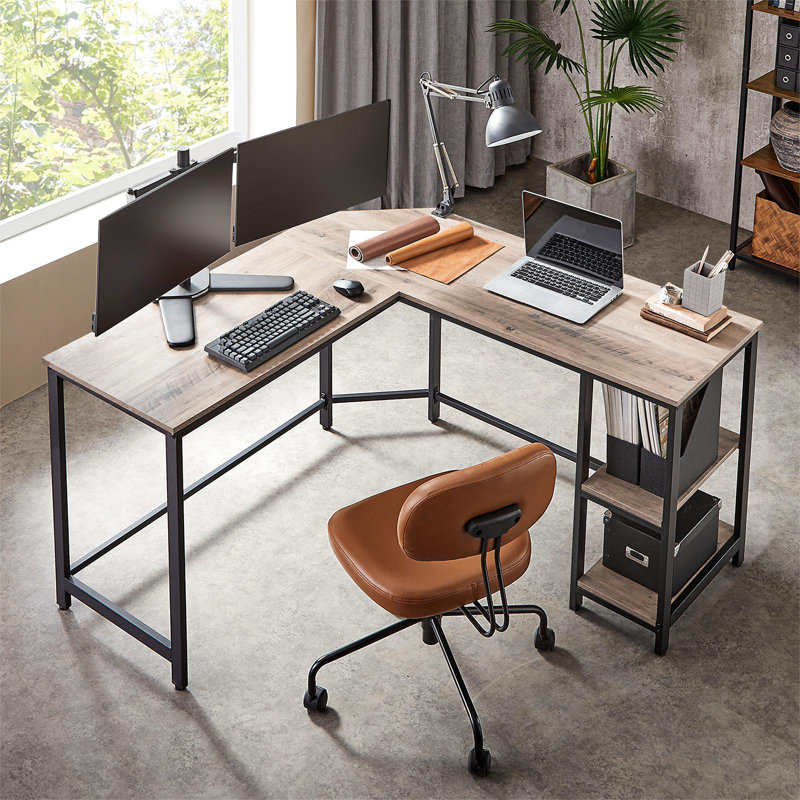 Bureau d'écriture en L 54,3 po Enprise, Gris