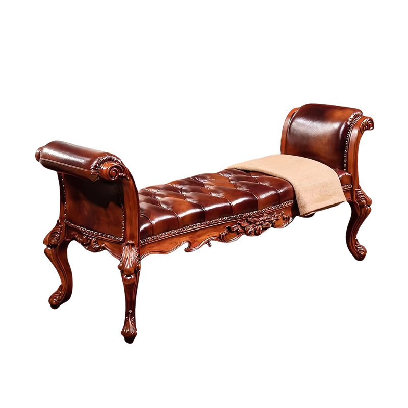 Banc rembourré en cuir de vache Ataru
