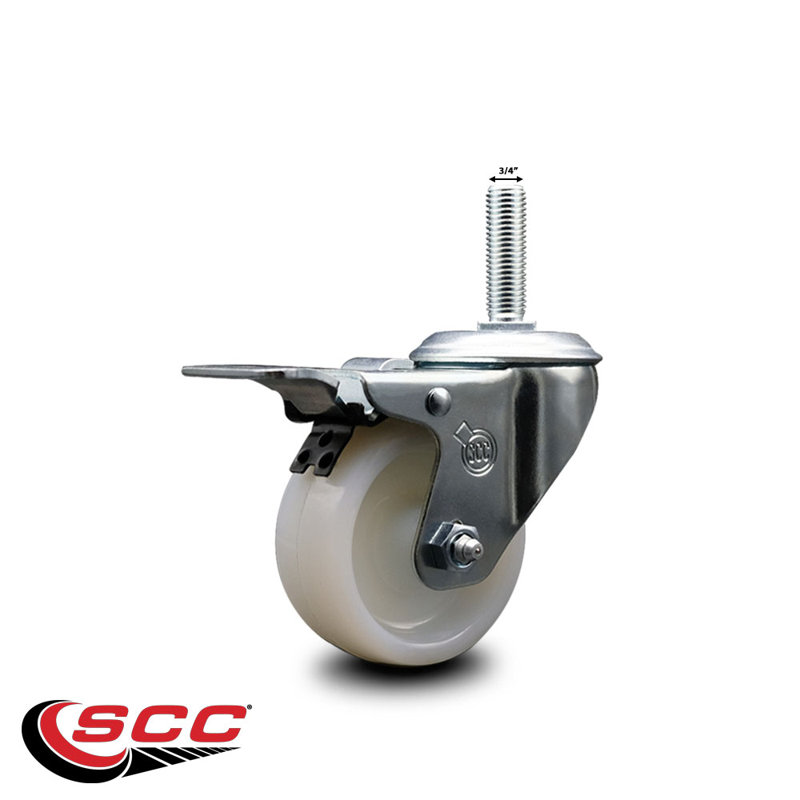 Swivel ½ Inch Threaded Stem Caster Set with Total Lock Brake SCC