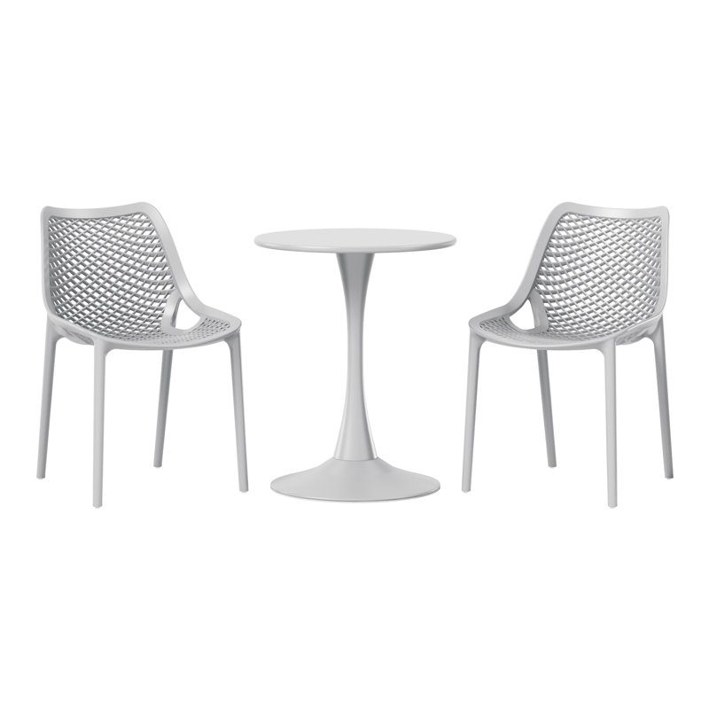 Ensemble repas extérieur 2 personnes, H 28,5 po x l 23,5 po x P 23,5 po, Gris, 2