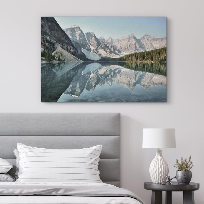 Lake River Landscape " Mountain Range Forest Reflection ", 12'' H x 18'' W