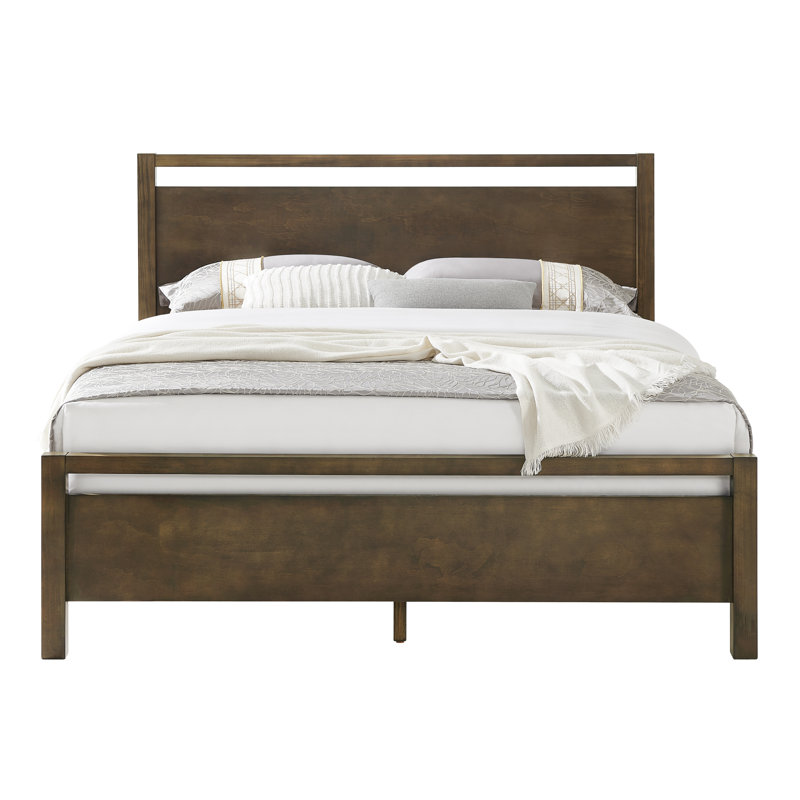 Solid Wood Bed Queen With Pearlized Finish Headboard & Footboard, Dark Brown, Dark Brown, Queen