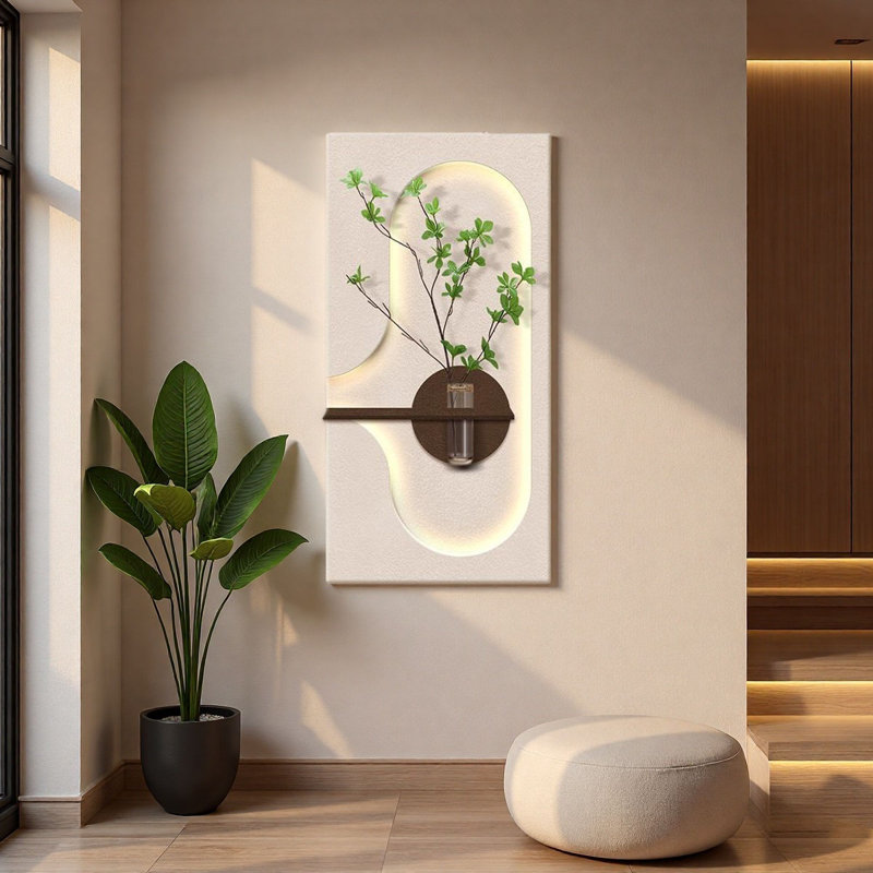«Sandstone Led», art mural avec pot à eau - Décoration de vestibule, H 55,12 po x l 27,56 po x P 1,18 po