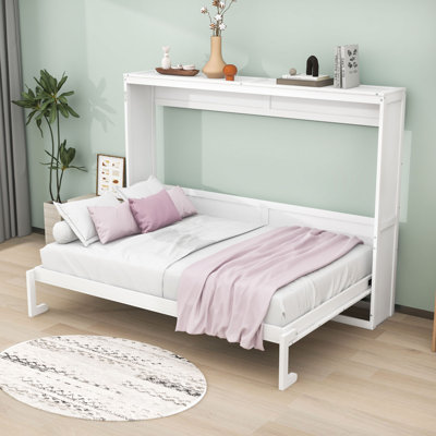 Lit escamotable de style campagne moderne avec panneau de fibres à densité moyenne durable et contreplaqué Luntex
