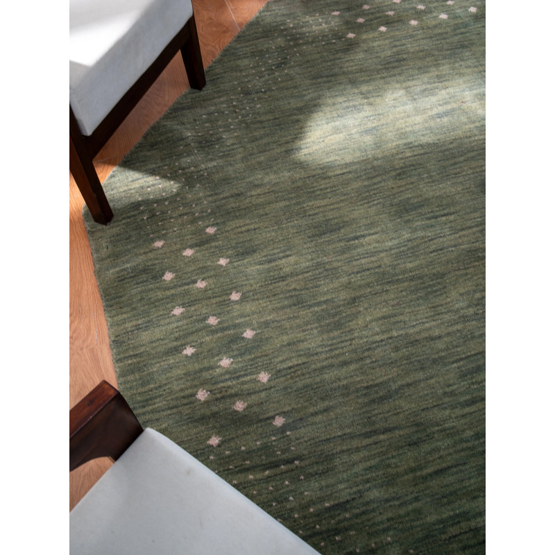 Kenshawn Hand Knotted Loom Wool Eco-Friendly Area Rugs - Octagon, Green Color, Contemporary Modern Design, High Pile Thick Handmade Anti Skid Area Rugs for Living Room, Bed Room