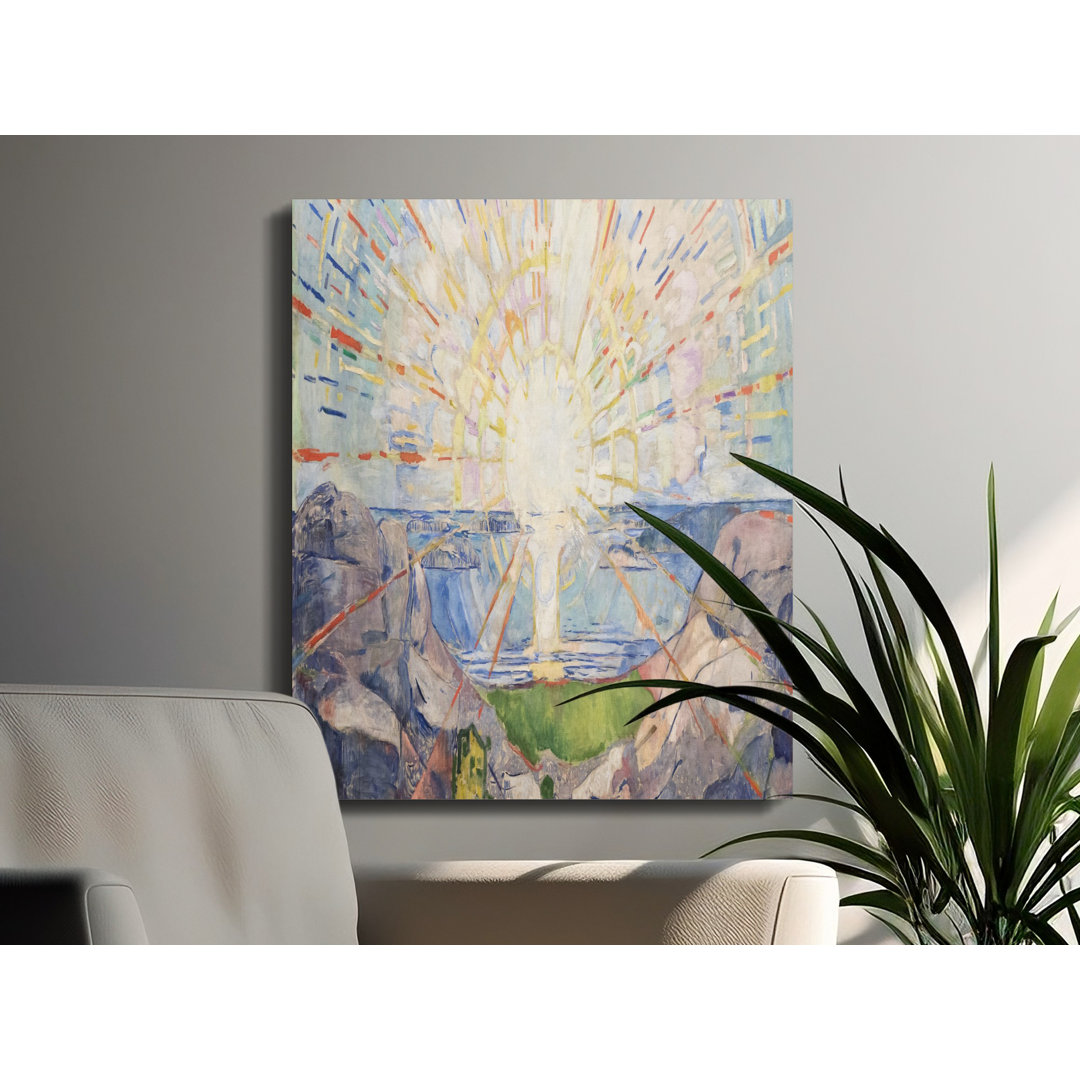 Vibrant Edvard Munch The Sun Canvas Print, Expressionist Modern Landscape Wall Art, Uplifting Colorful Home Decor Gift