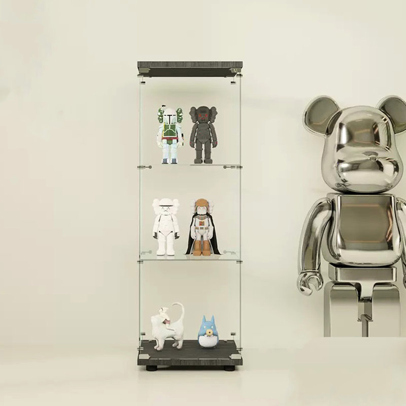 Vitrine en verre noir avec 3 tablettes et une porte - Armoire décorative élégante, rangement pratique et sophistiqué