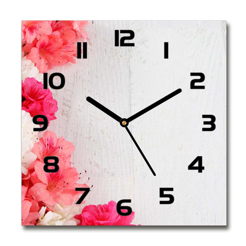 Glass Wall Clock, Black/White/Pink