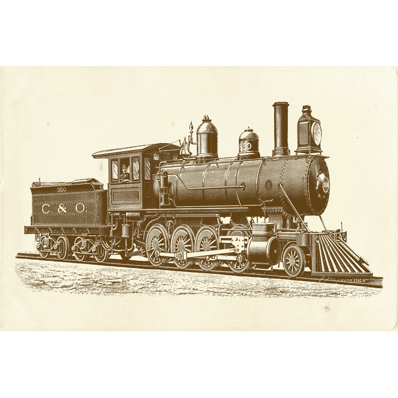 Train Engine II - Wrapped Canvas Print, 30cm H x 46cm W