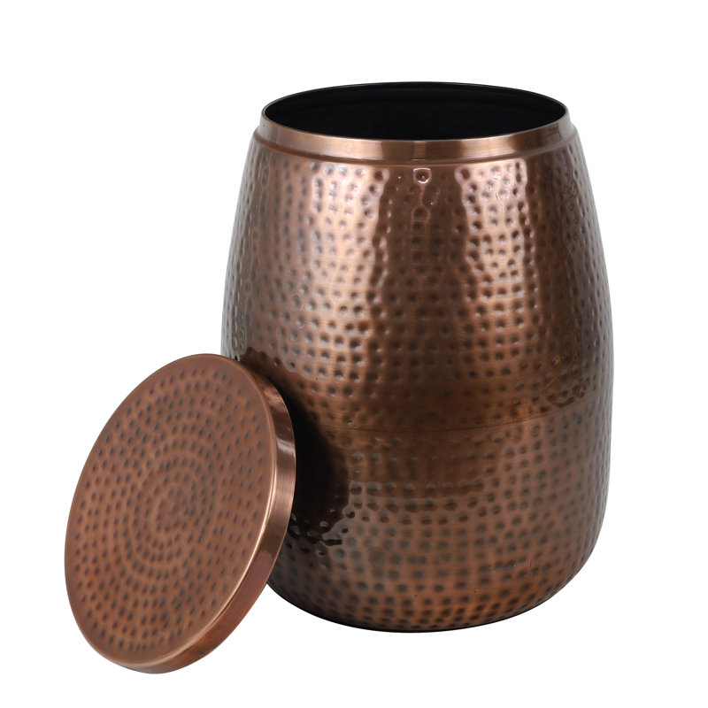 Table d'appoint en métal martelé avec couvercle Merida, Brun