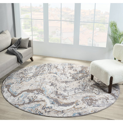Tapis bleu béni uni 7 pi 11 po x 7 pi 11 po Fardeen United Weavers