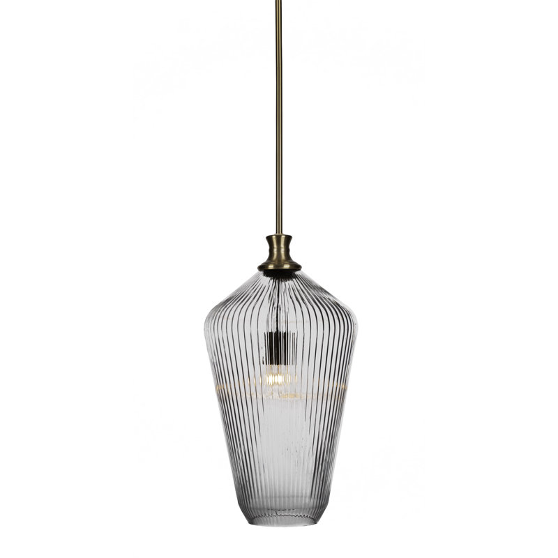Luminaire suspendu à tige avec verre 11 po Carina, Clair, Laiton New Age