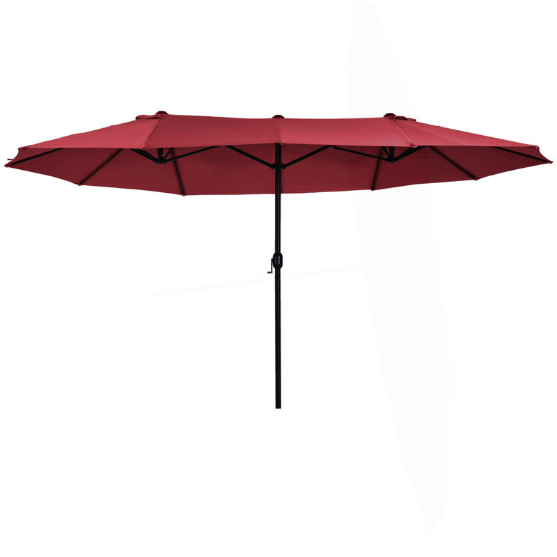 Très grand parasol d'extérieur de 15 pi Outsunny avec poignée à manivelle et bouches d'aération pour la cour, la terrasse, la piscine et le marché