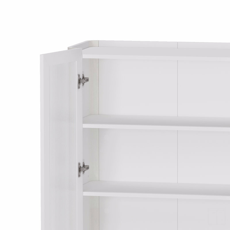 32" Tempered Glass Bookcase Cabinet, White