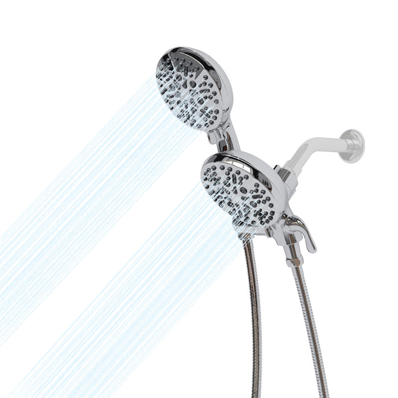 GarveeHome Double Shower Head System – 5-Setting High Pressure Rainfall Combo with 5" Handheld, Stainless Hose, Simultaneous or Independent Use