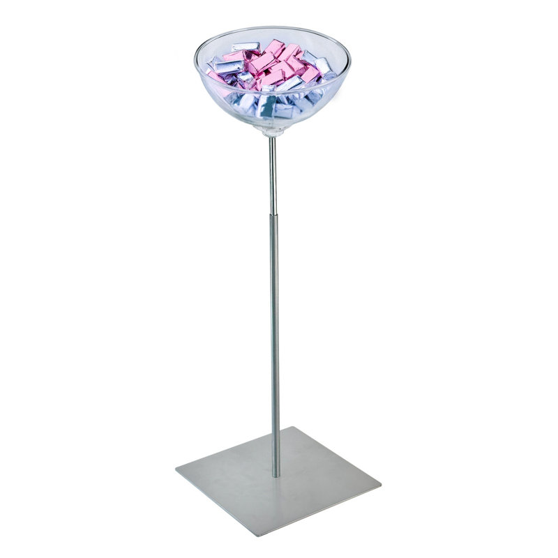 Présentoir à piédestal avec bol à diamètre unique sur base carrée en métal, H 35,5 po x l 12 po x P 12 po