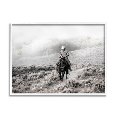 Cowboy à cheval, plaines champêtres encadrées sur bois par Danita Delimont, photographie
