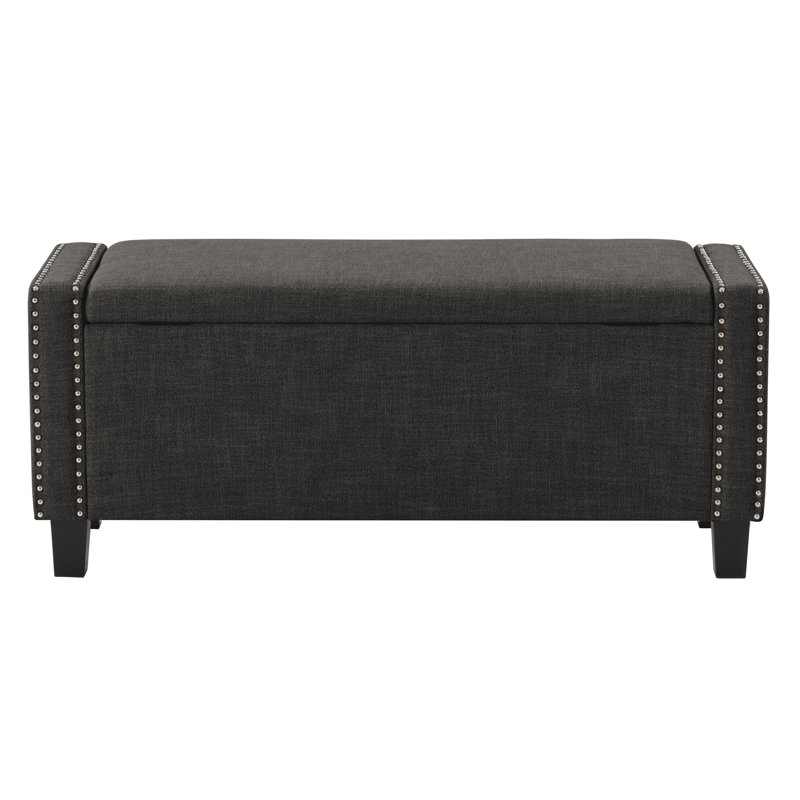 Thane Polyester Upholstered Storage Bench, Dark Gray