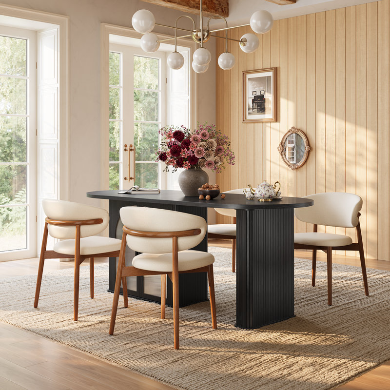 70.8'' Oval Dining Table for 6-8, Modern Dining Room Table with 2-Tier Storage Cabinet & LED Lights For Kitchen, Living Room, Office