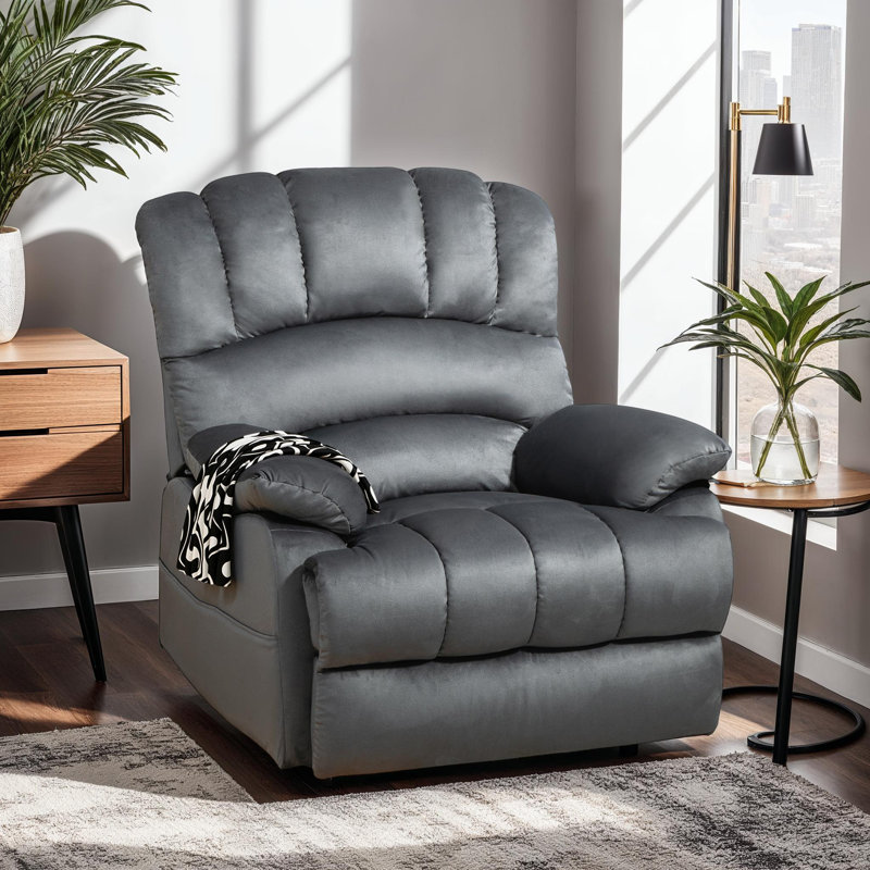 Fauteuil inclinable manuel surdimensionné avec inclinaison à 155 °, Gris