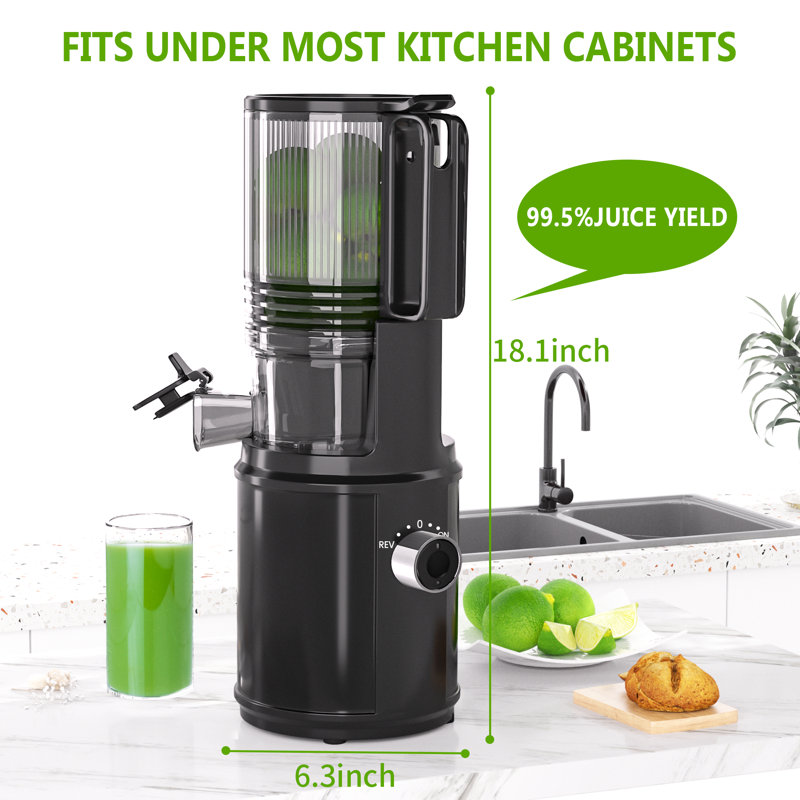 Cold Press Juicer – 6.5" Extra Large Feed Chute Fit Hands-free Electric Masticating Juicer Machine, 350w Slow Masticating Juicer Machine For Whole Fruit And Vegetables – Easy Cleanup & Assembly