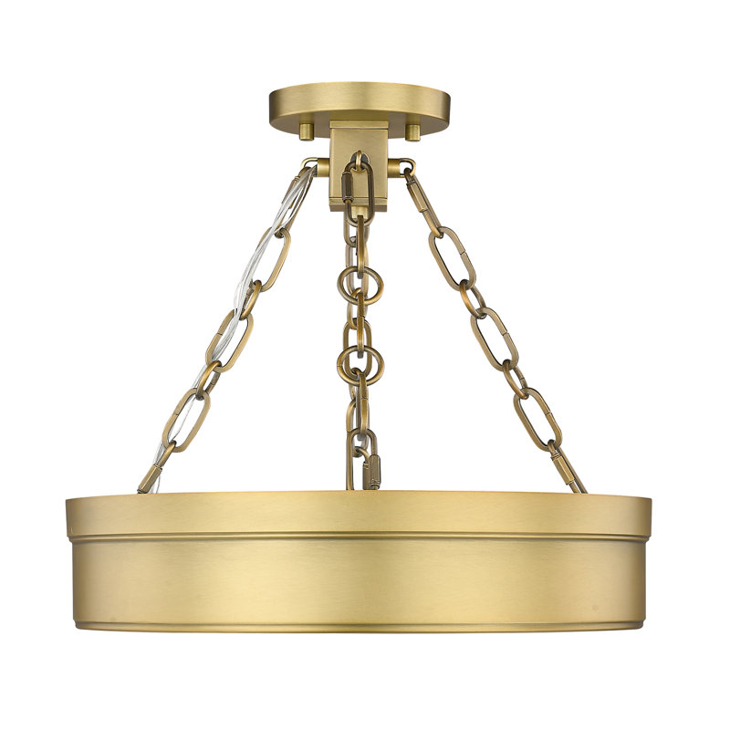 LED Semi Flush Mount, Rubbed Brass