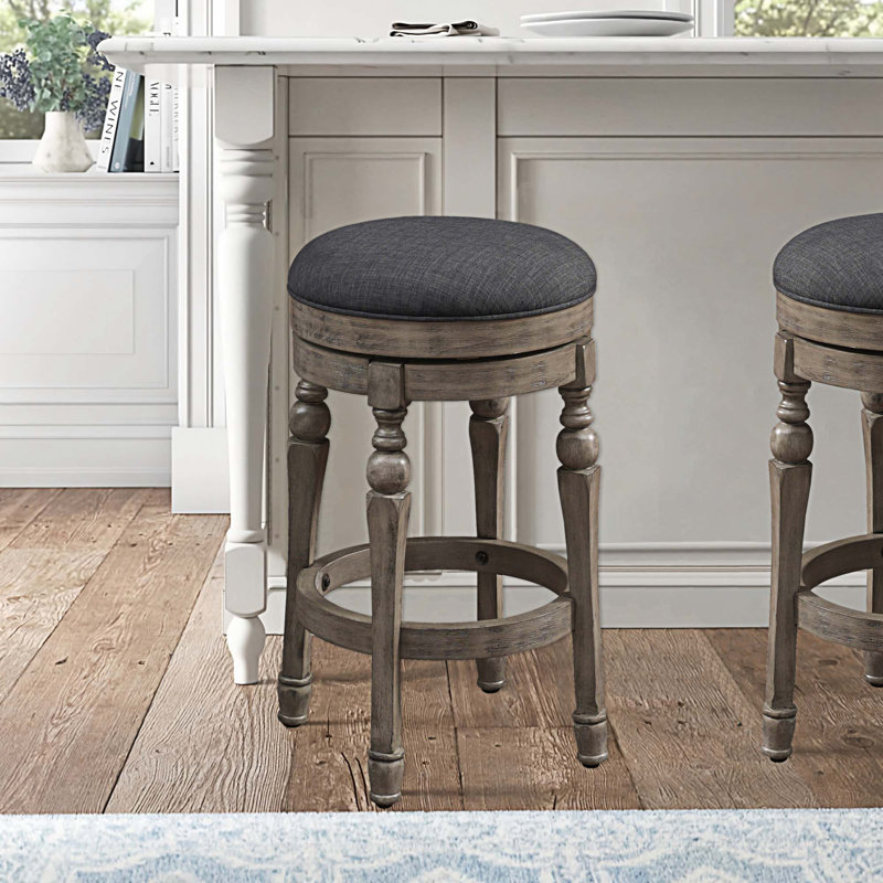 Wes Swivel Upholstered Counter Stool with Solid Wood Frame