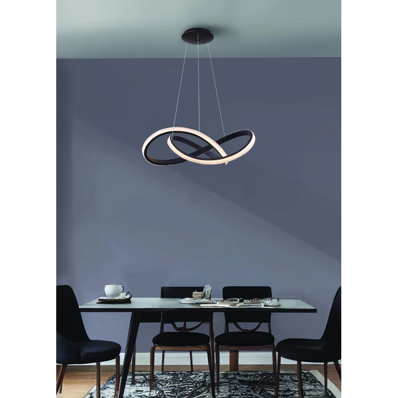 1 - Light LED Waggon Wheel Pendant, Black