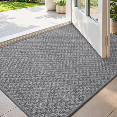 Indoor Doormat 24" x 36", Non-Slip Rubber Backed Entryway Mat, Gray Dirt Trapper for Front Door