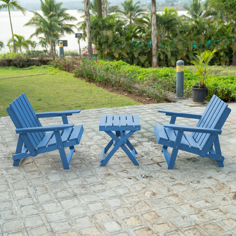 Amalfi Folding HDPE Outdoor Adirondack Chair, Pacific Blue